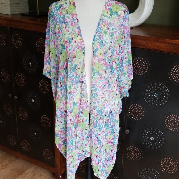 Flowy Boho Tunic Top Kimono Swim Cover Up Beachwear One Size - Picture 9 of 10